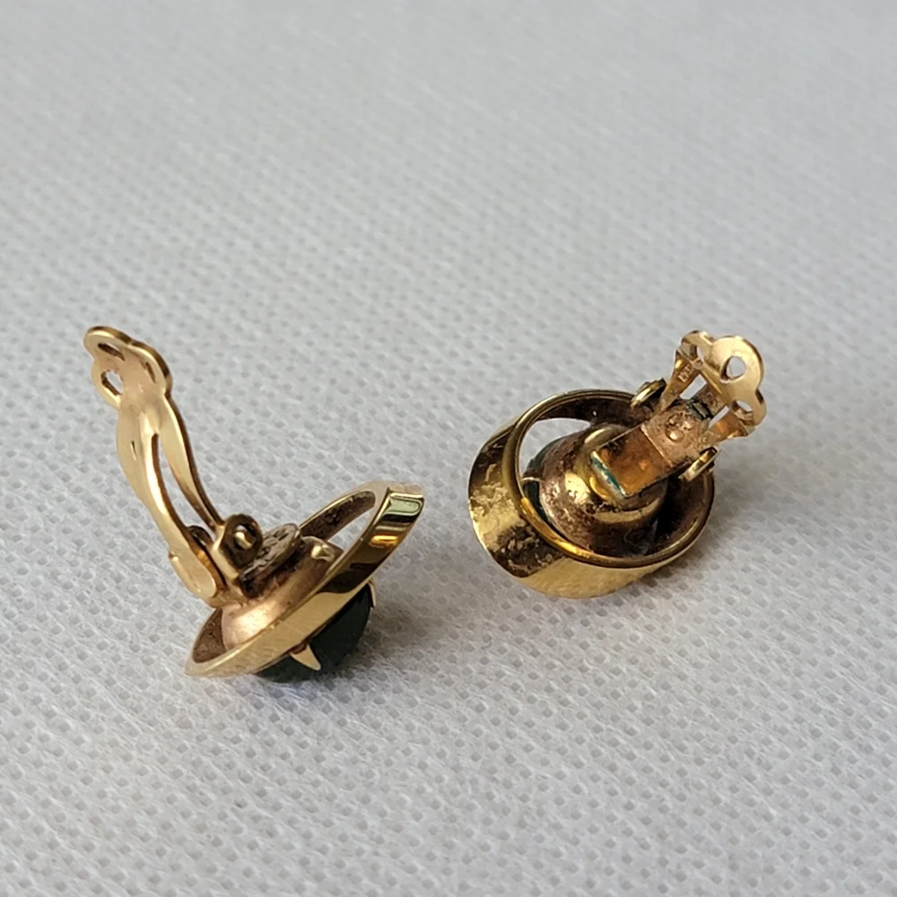 Vintage Karatclad by Bell Jade Earrings 22k HGE Clip On Earrings